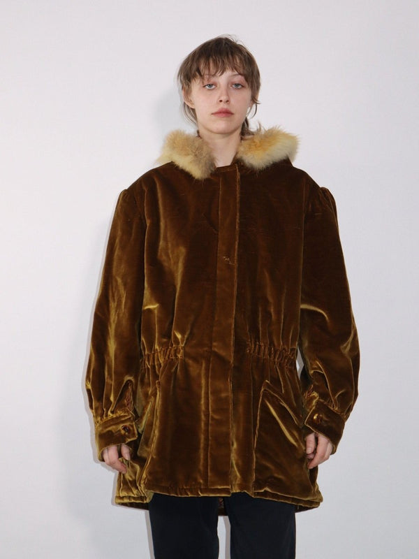Velvet winter hooded coat - WILDE