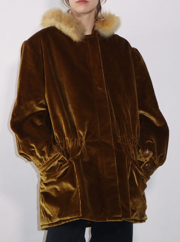 Velvet winter hooded coat - WILDE