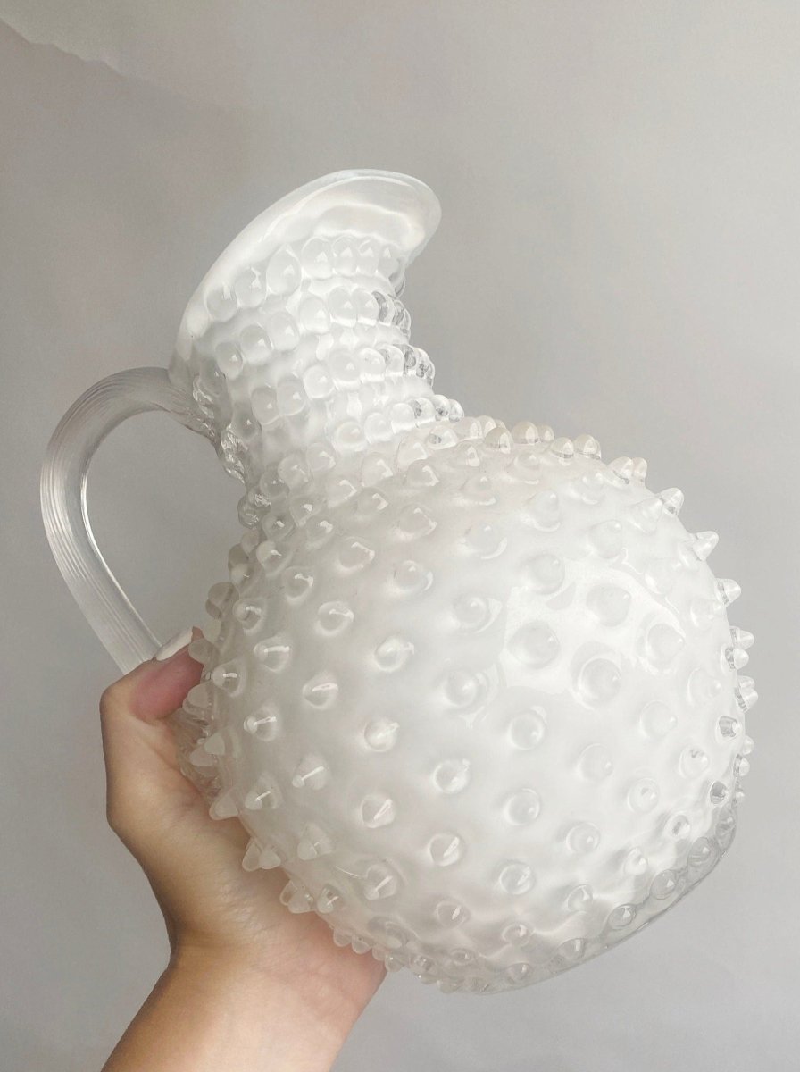 White glass jug pitcher - WILDE