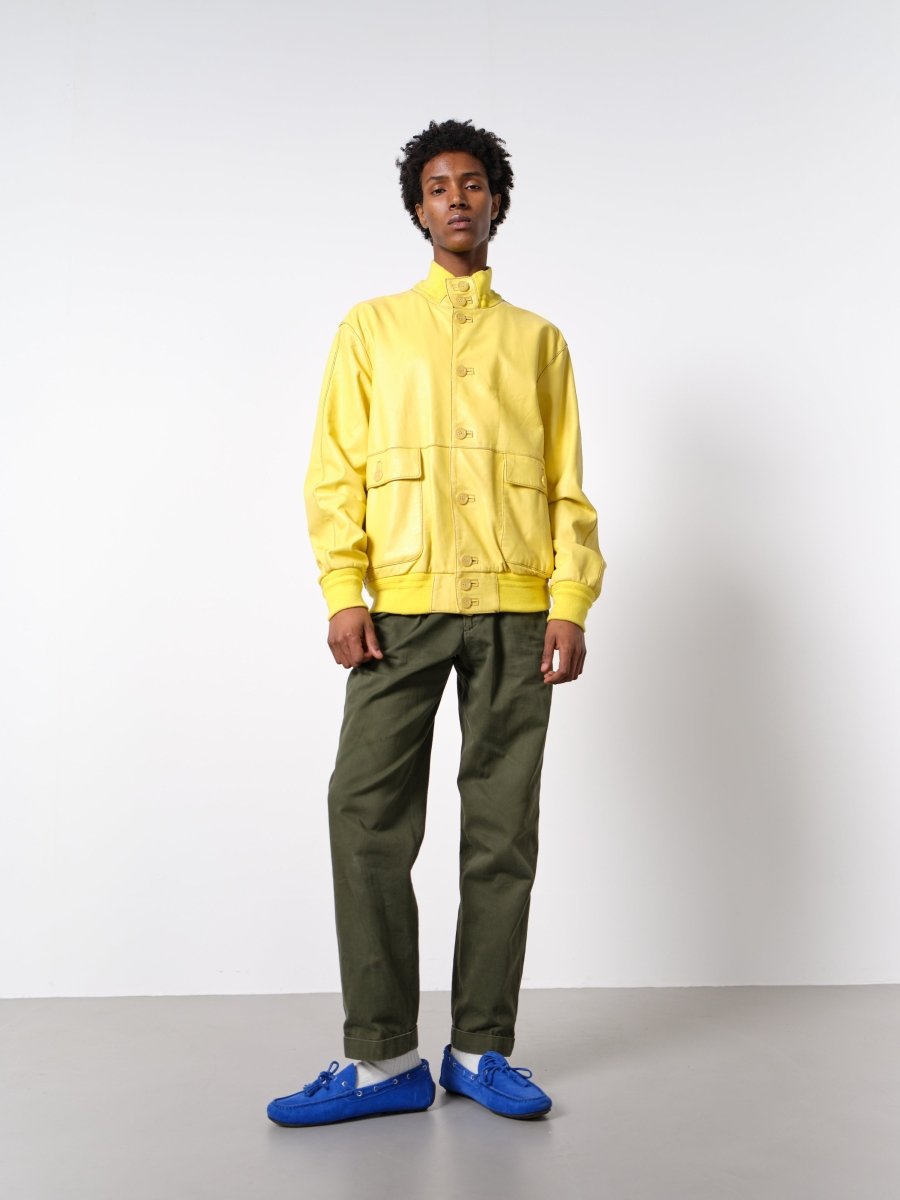 Yellow leather bomber jacket - WILDE