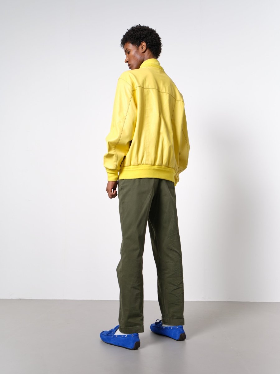 Yellow leather bomber jacket - WILDE