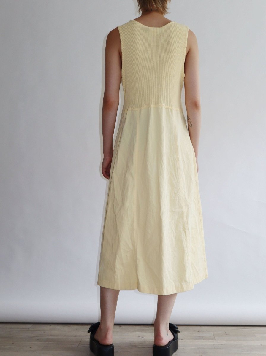 Yellow waffle knit dress - WILDE