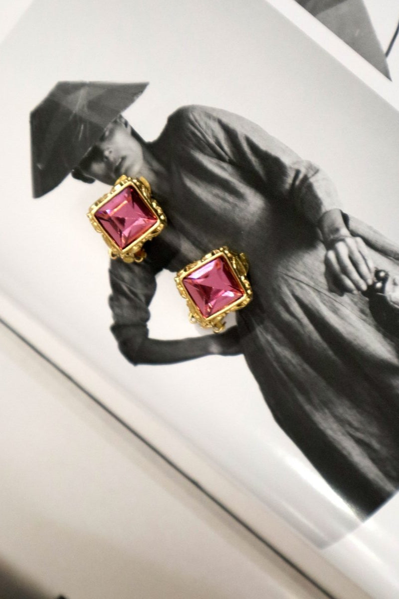 Yves Saint Laurent pink stone earrings - WILDE