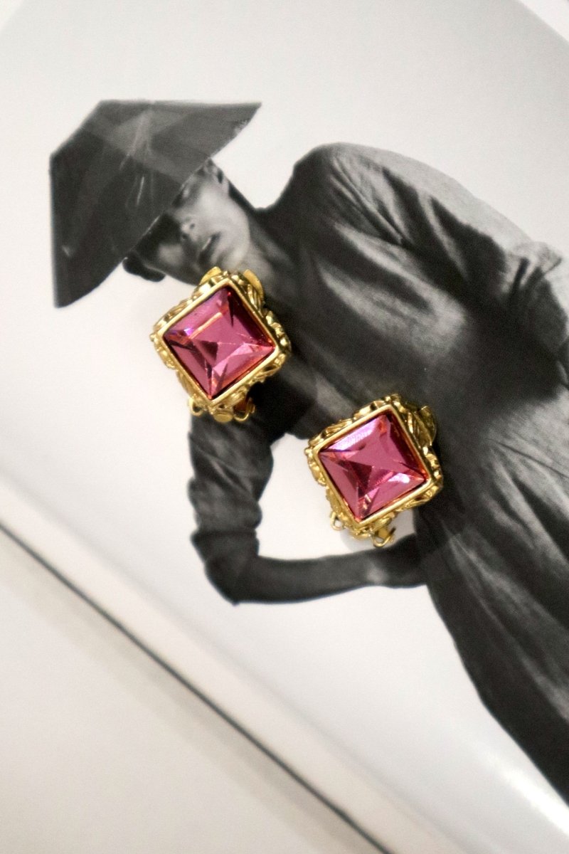 Yves Saint Laurent pink stone earrings - WILDE