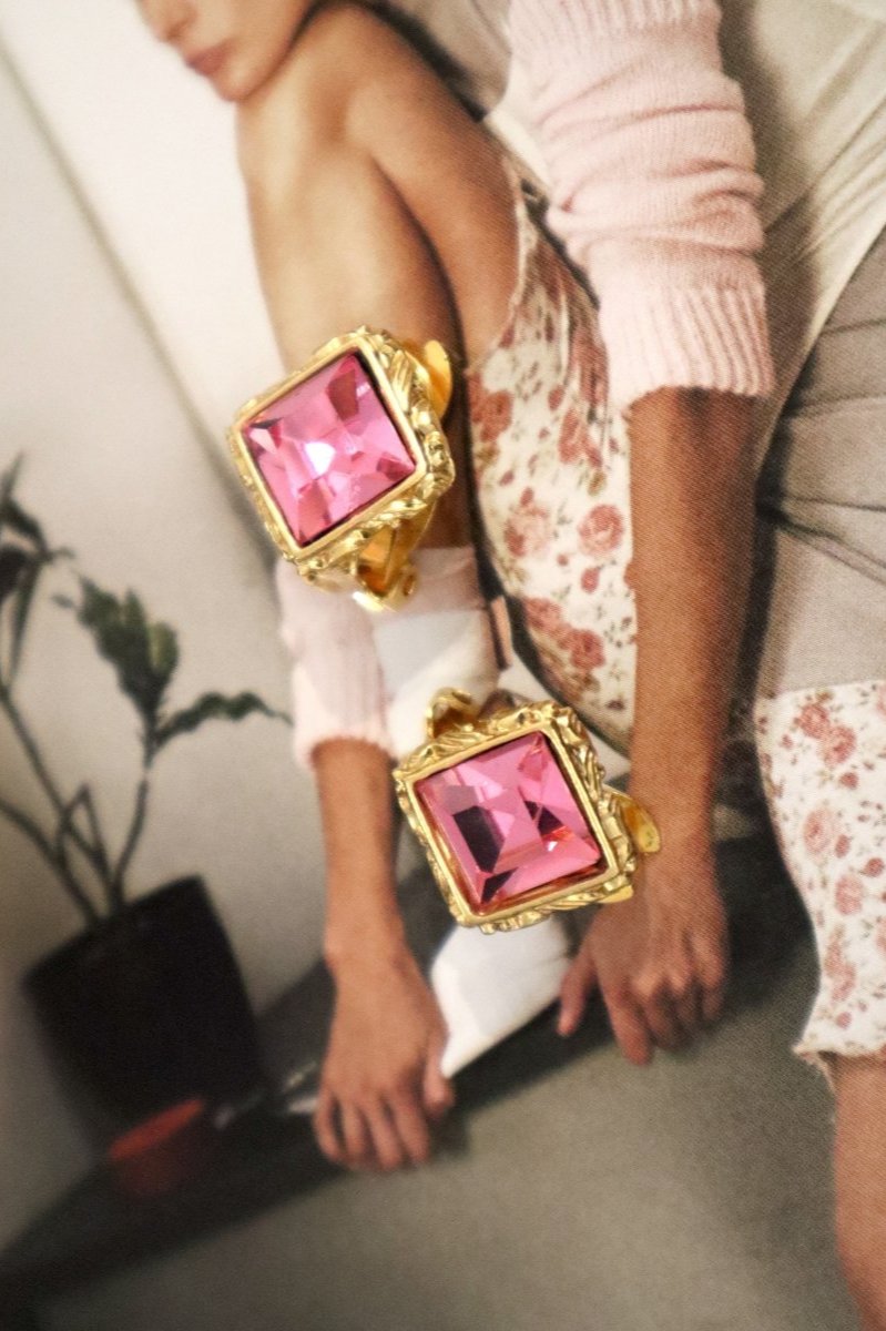 Yves Saint Laurent pink stone earrings - WILDE