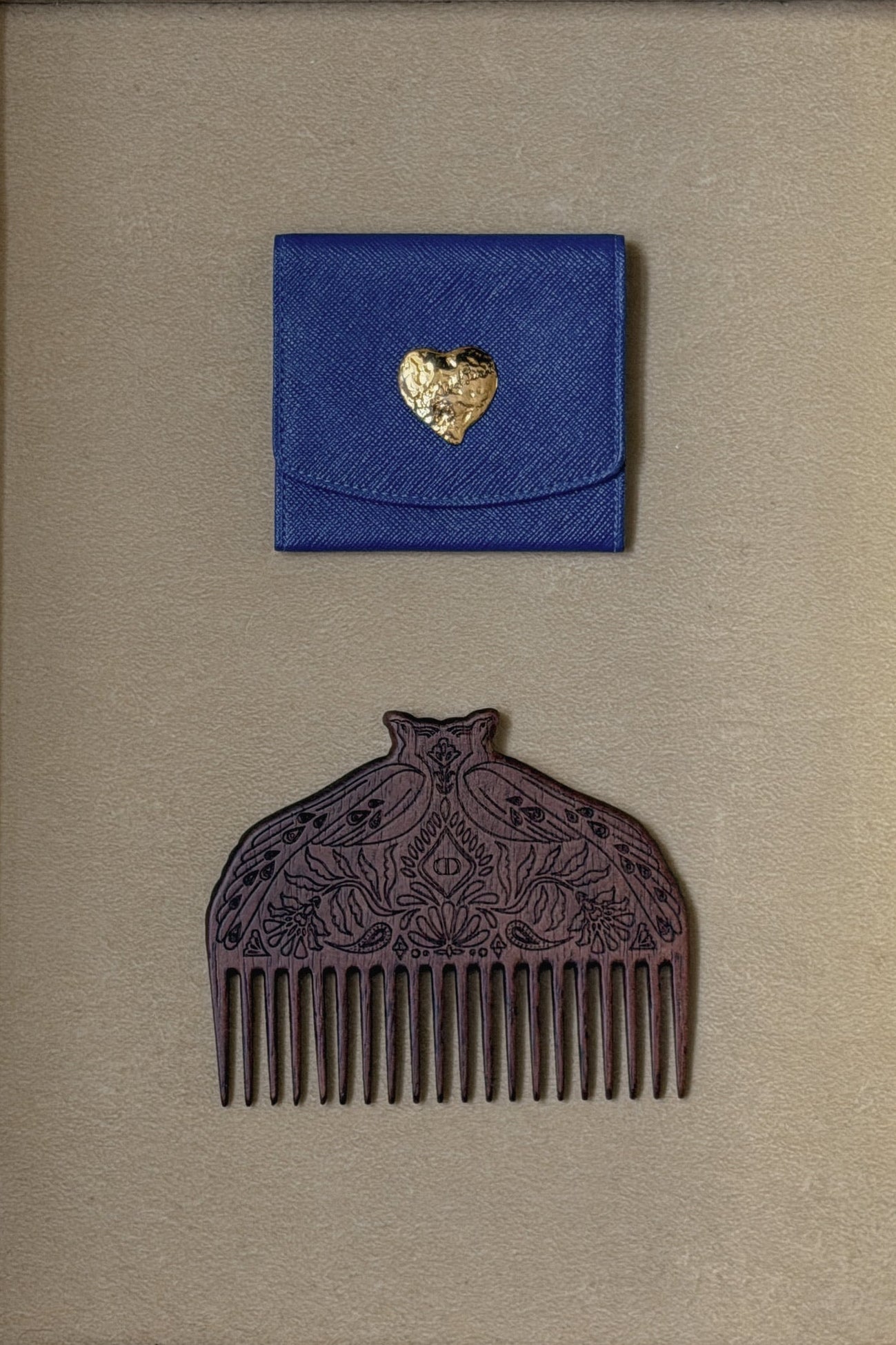 YSL Rive Gauche Blue Leather Heart Coin Purse | WILDE Copenhagen