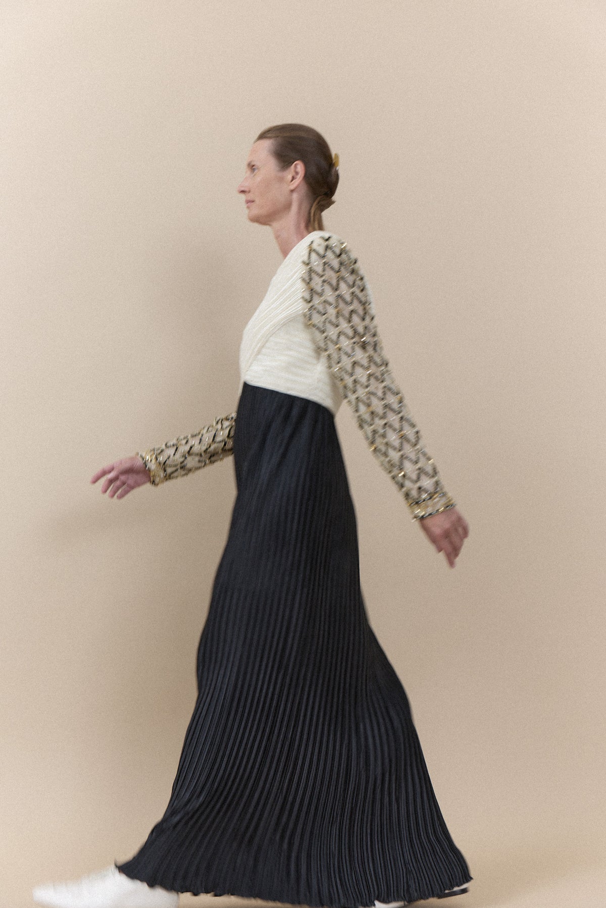 Vintage Beaded Plissé Evening Gown -WILDE Copenhagen