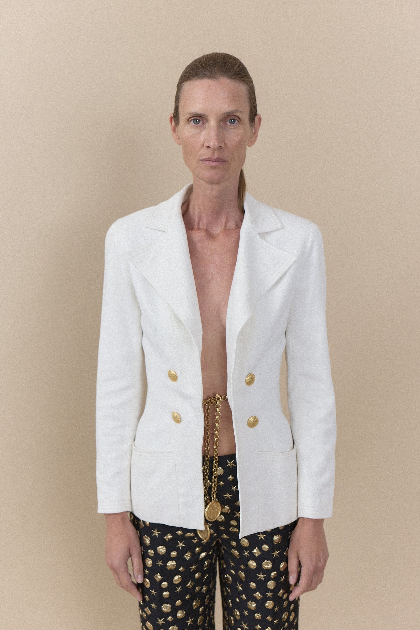 Vintage Chanel White Jacket with Gold Chain | WILDE Copenhagen