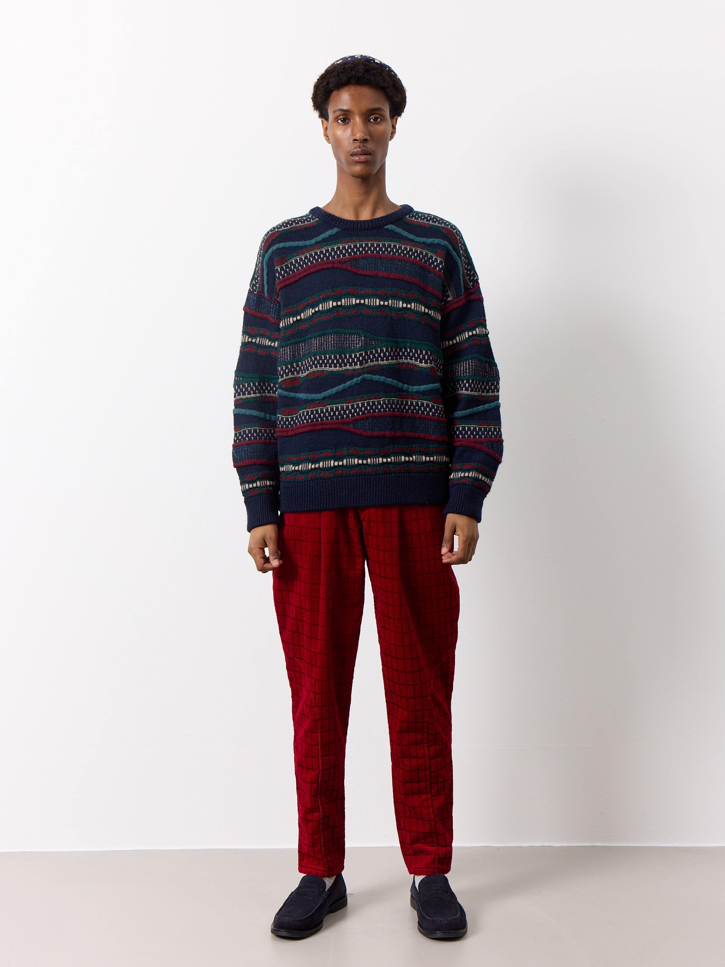 Expertly crafted knit sweater featuring a timeless Coogi-inspired design. The thick, three-dimensional knit adds a touch of boldness to this minimalist piece.
