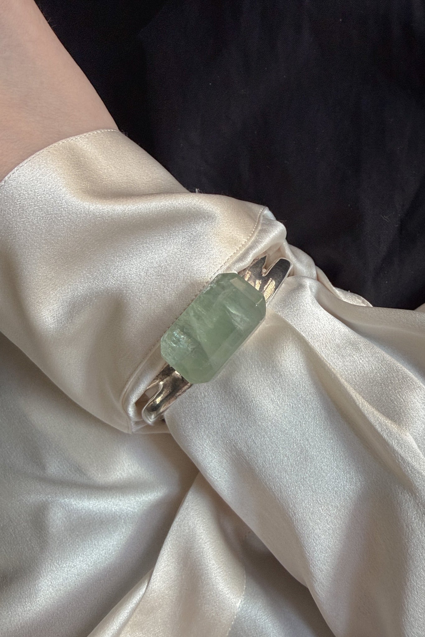 Chanel Silver Bangle with Green Stone, WILDE Copenhagen