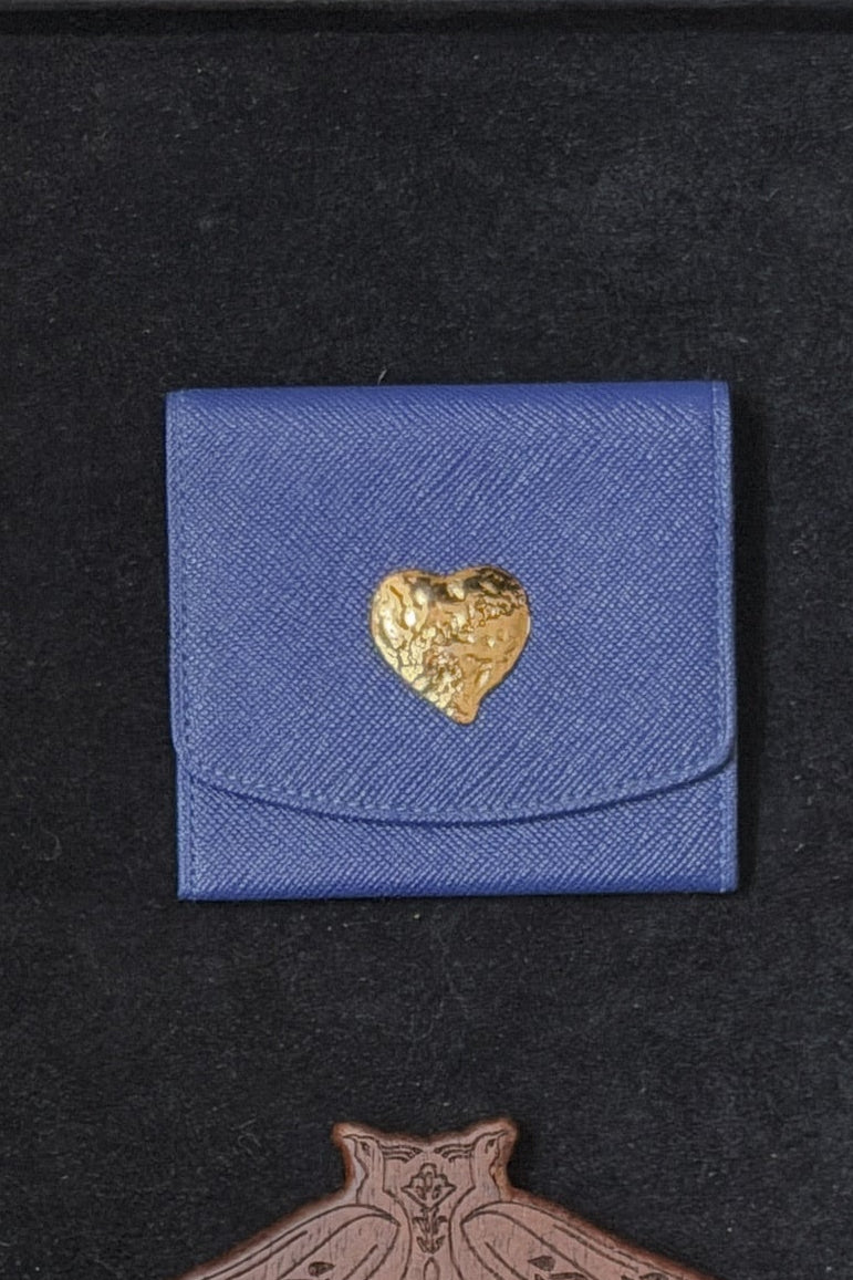 YSL Rive Gauche Blue Leather Heart Coin Purse | WILDE Copenhagen