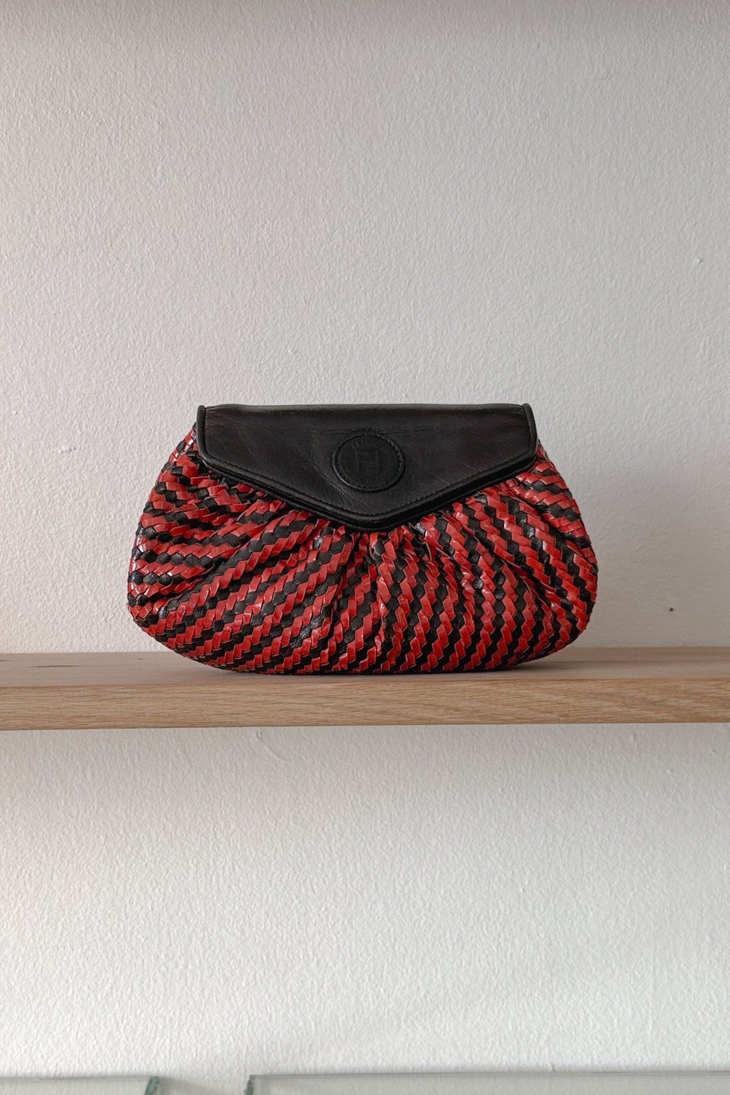 Fendi Red & Black Woven Leather Clutch, WILDE Copenhagen