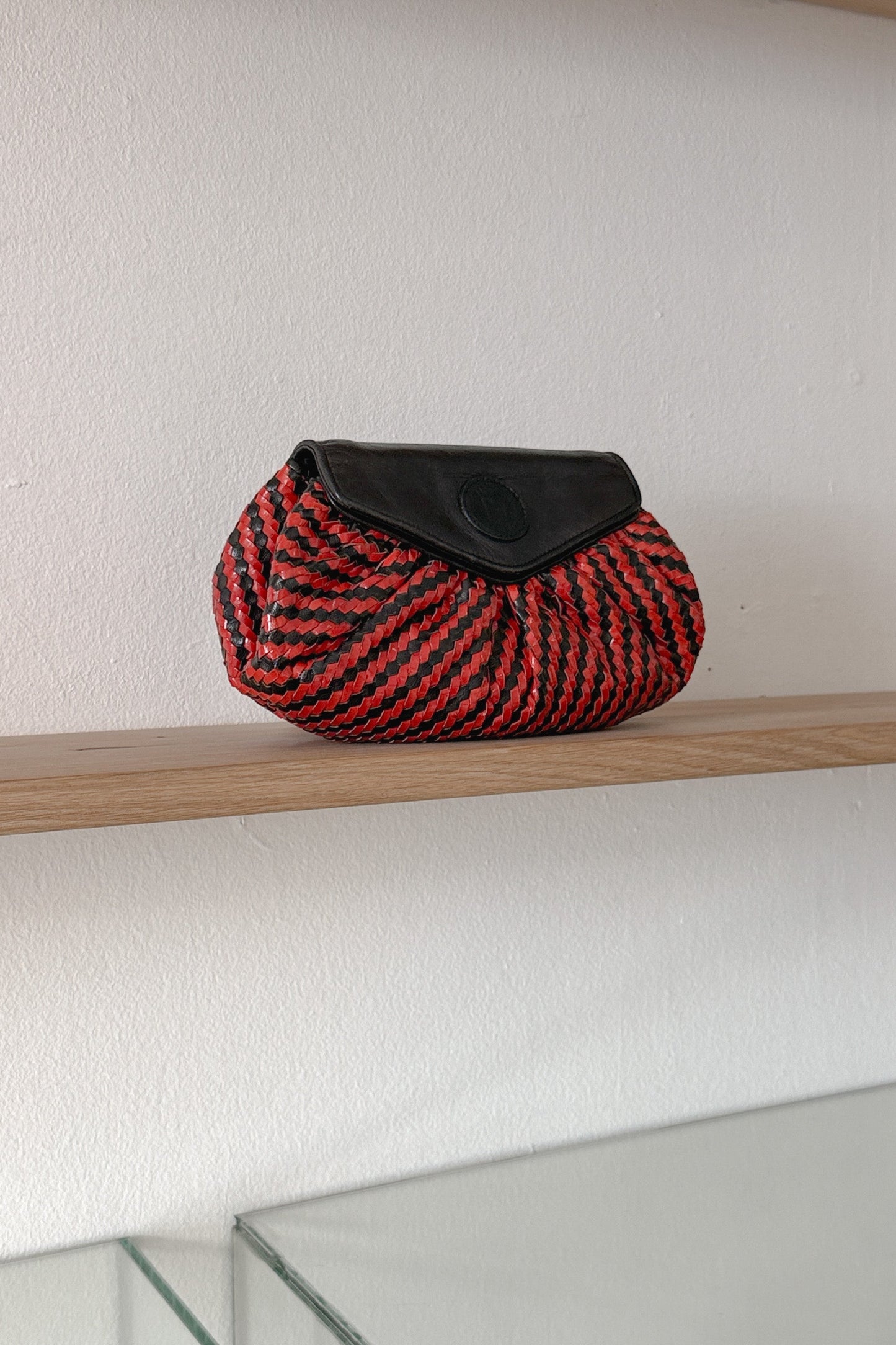 Fendi Red & Black Woven Leather Clutch, WILDE Copenhagen