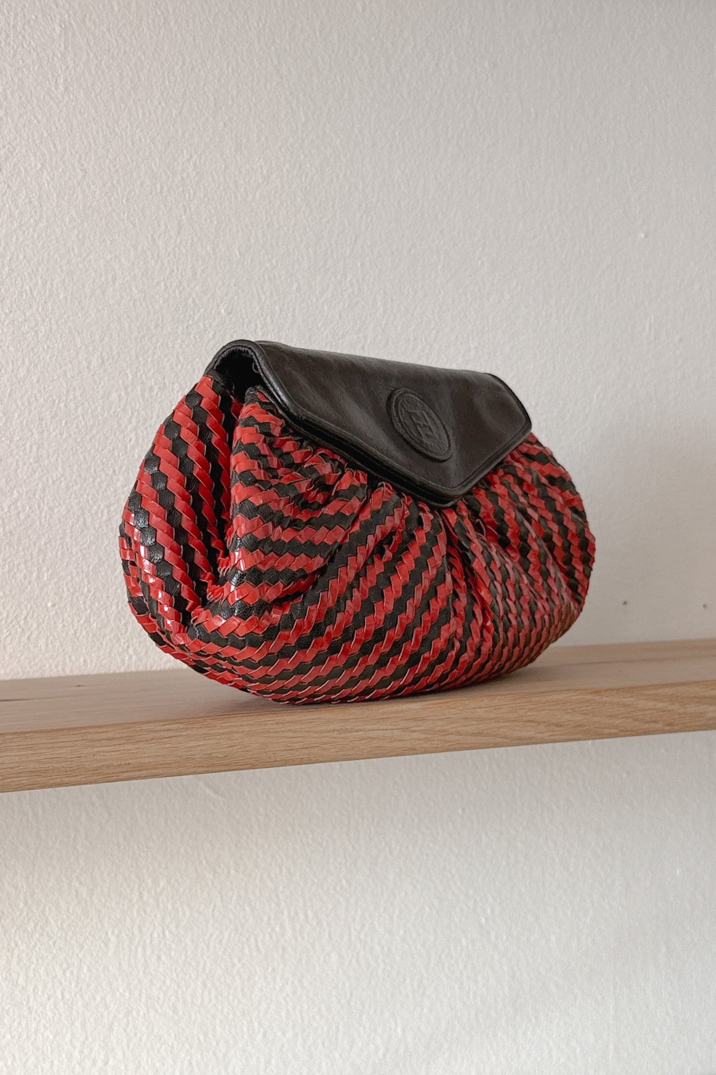 Fendi Red & Black Woven Leather Clutch, WILDE Copenhagen