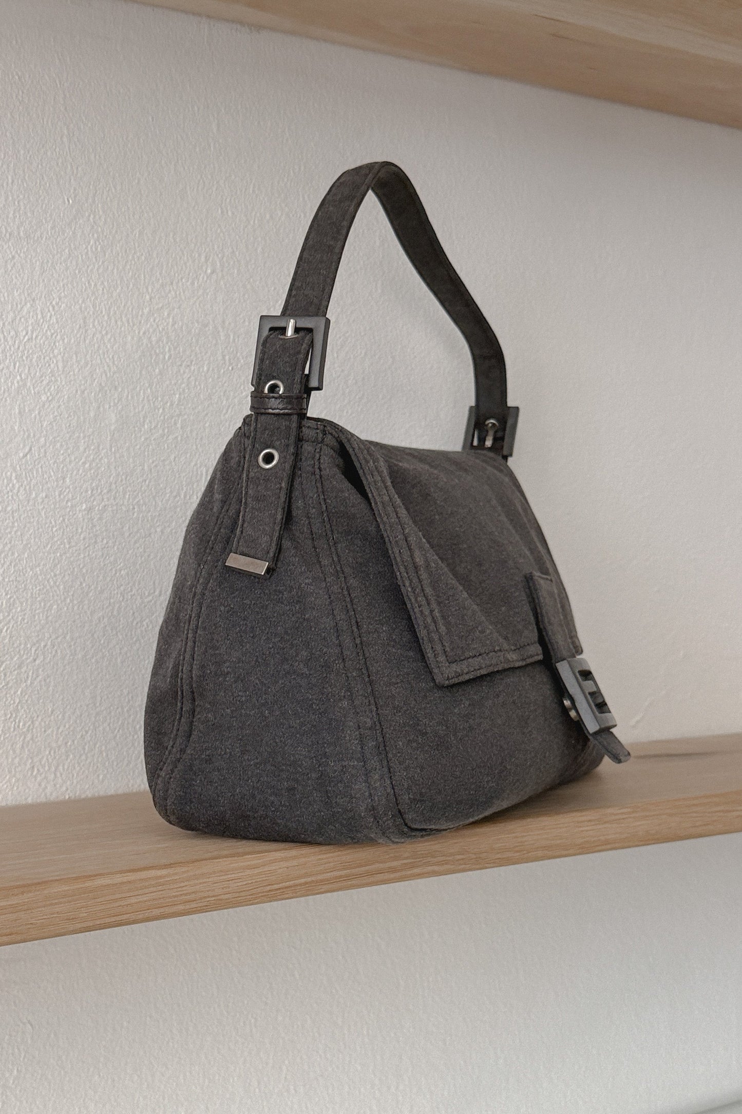 Fendi Mamma Baguette Gray Wool Handbag, WILDE Copenhagen