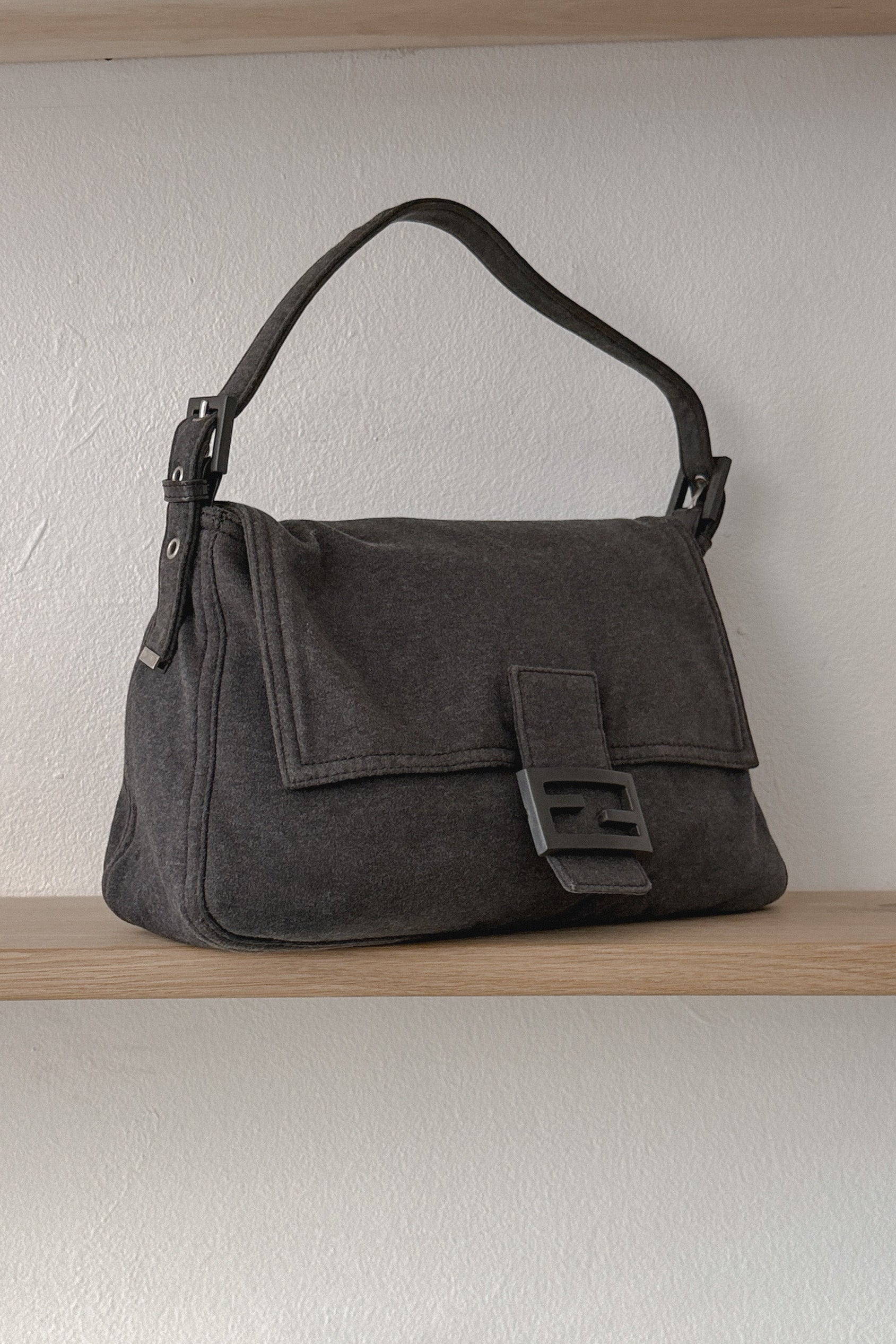 Fendi Mamma Baguette Gray Wool Handbag, WILDE Copenhagen