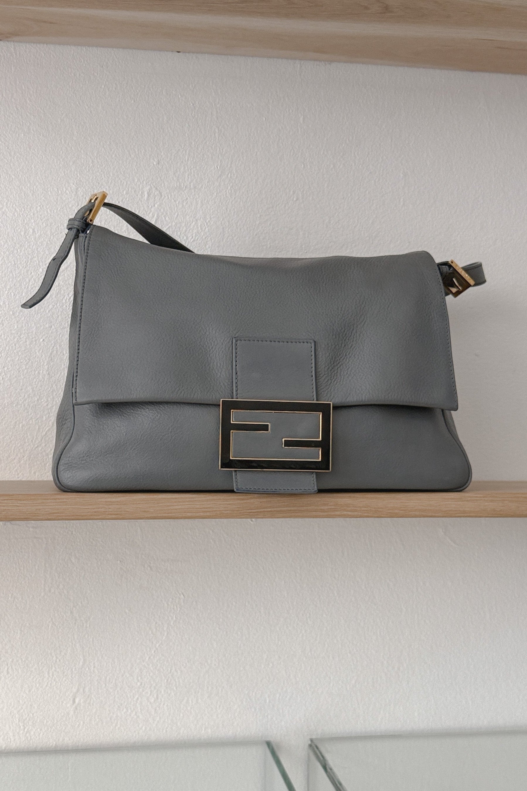 Fendi Large Mamma Baguette Gray Leather Handbag, WILDE Copenhagen