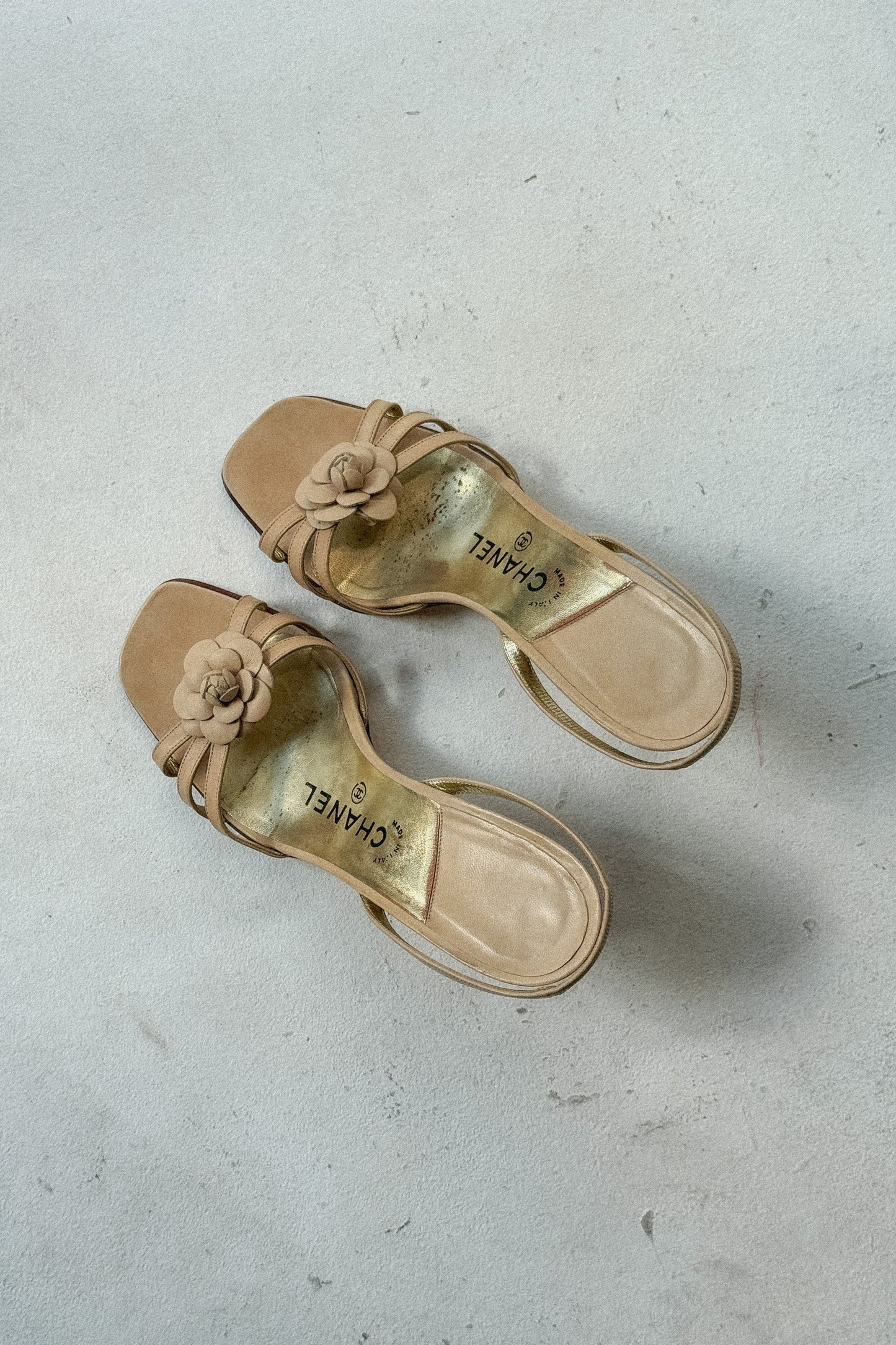 Chanel Camellia Strappy Heels