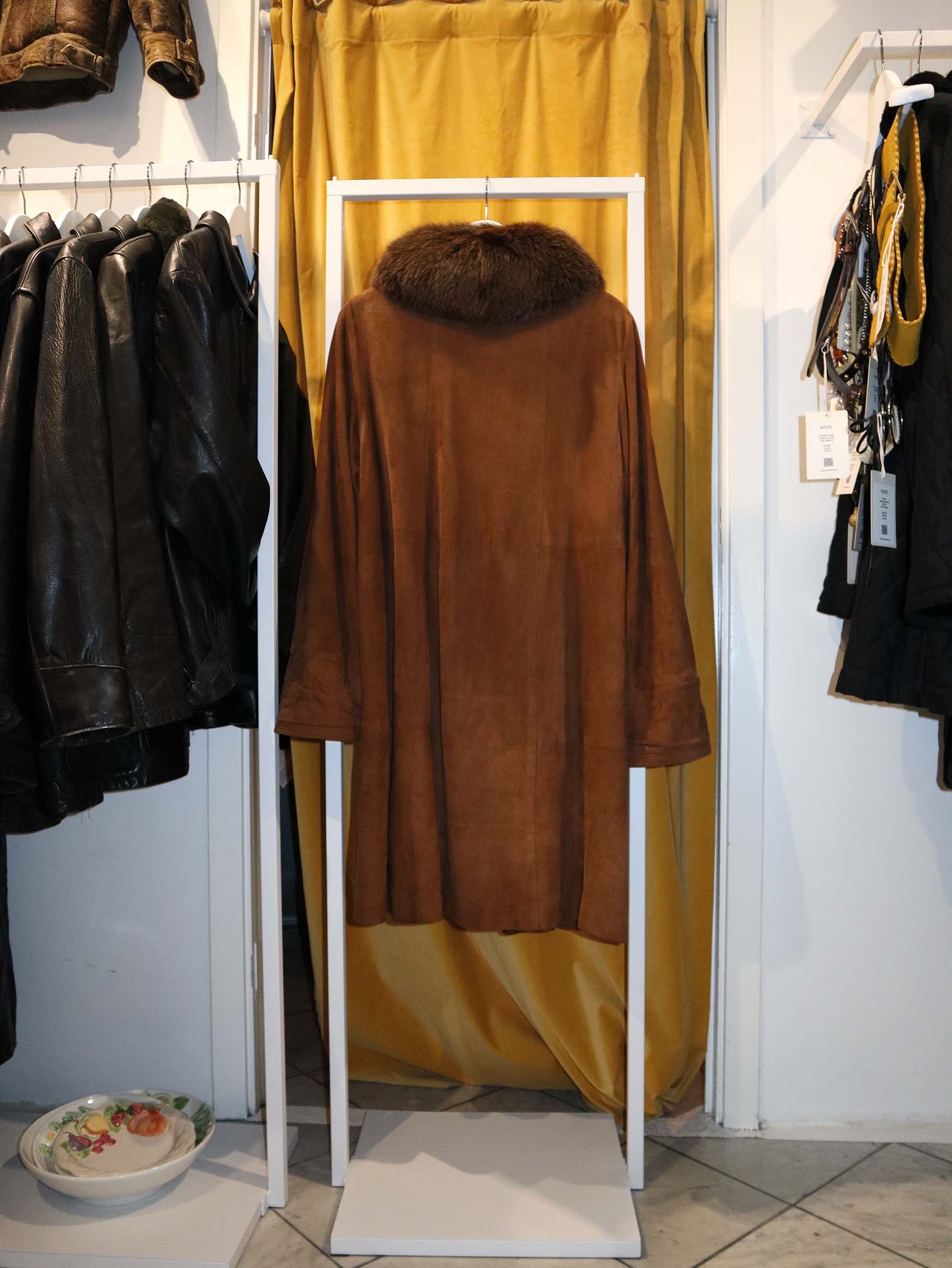 Brown suede leather coat