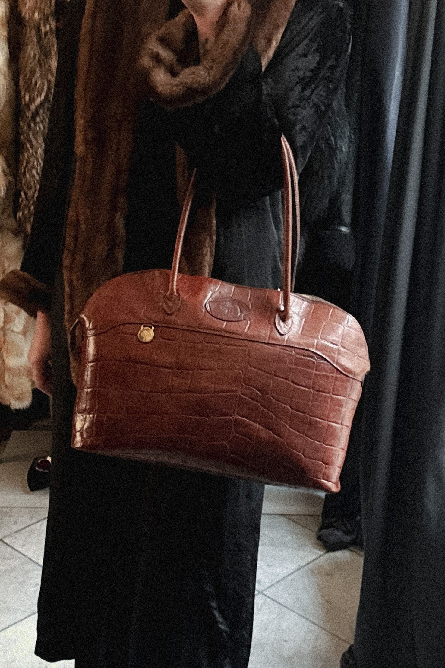 Mulberry Large Croc-Effect Leather Handbag