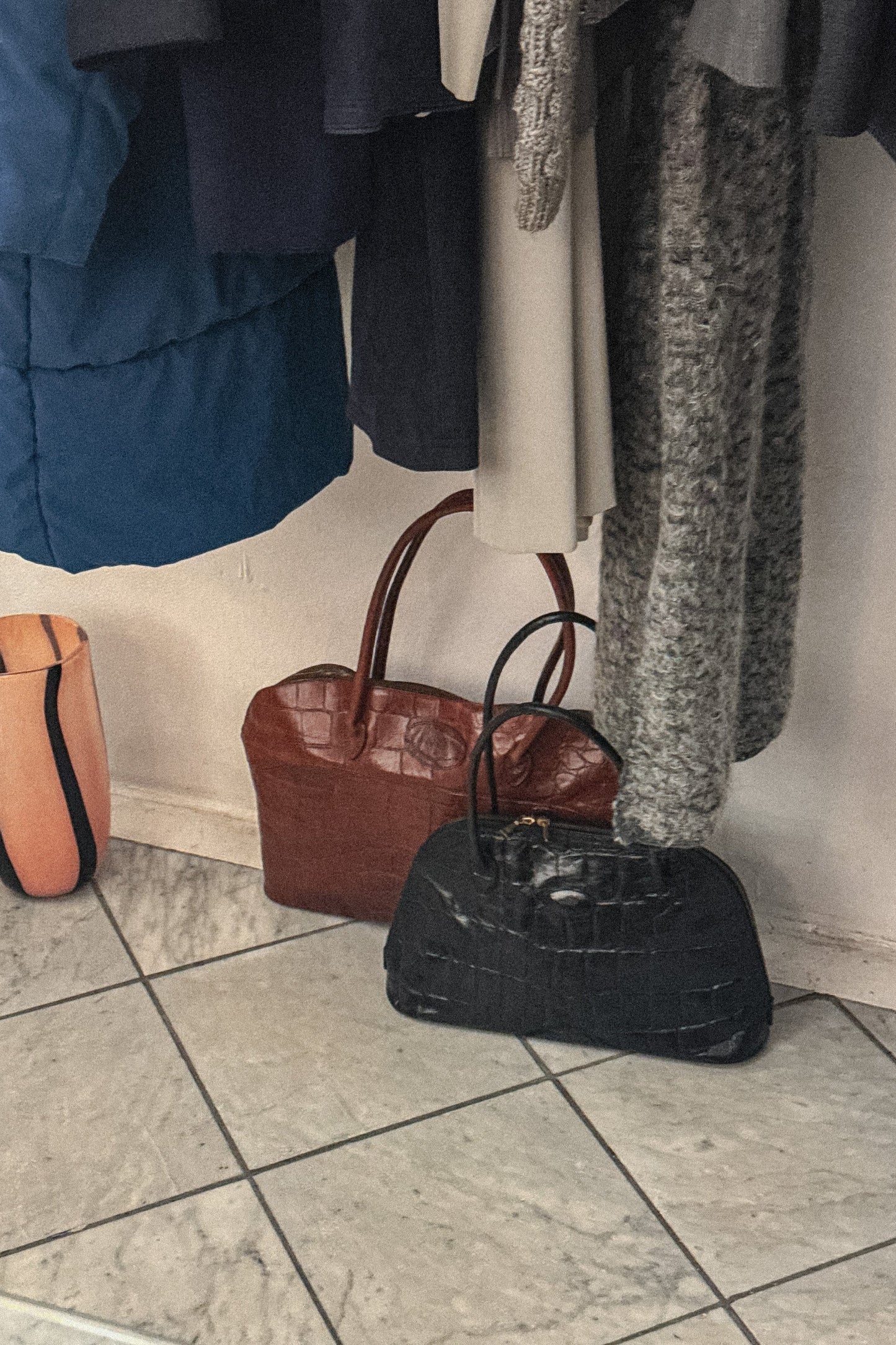 Mulberry Vintage Black Croc Leather Handbag