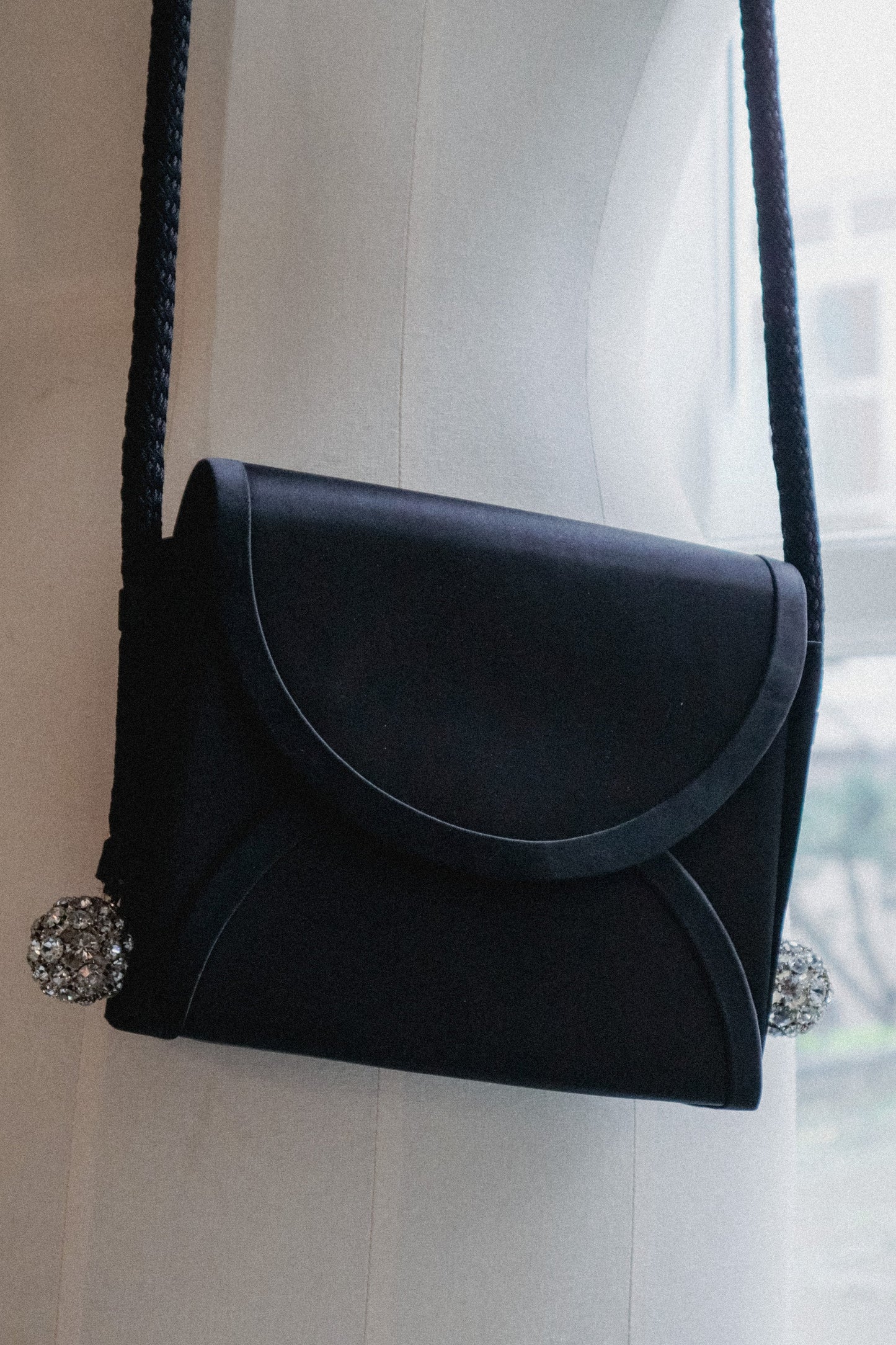 Balenciaga Satin Rope Shoulder Bag with Rhinestone Detail