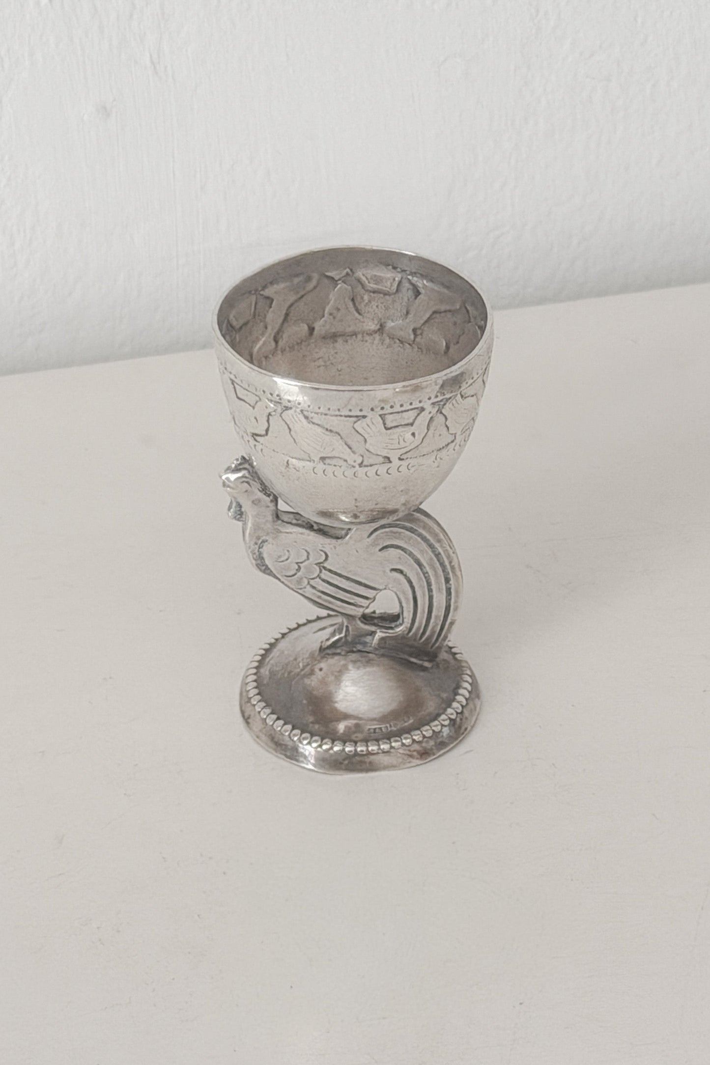 Vintage Silver Cockerel Egg Cup, WILDE Copenhagen