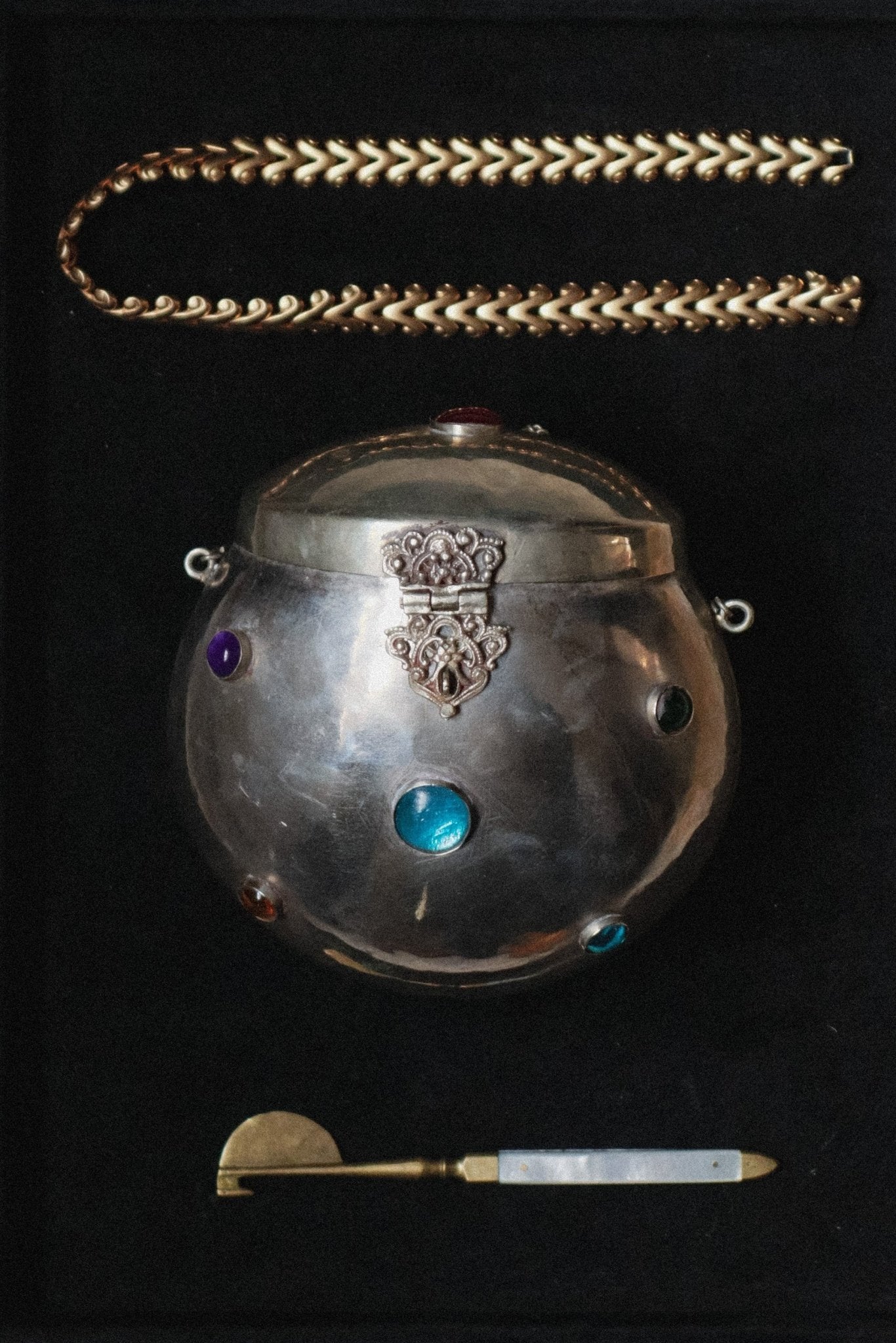 Antique Silver And Gem Hand Bag - WILDE