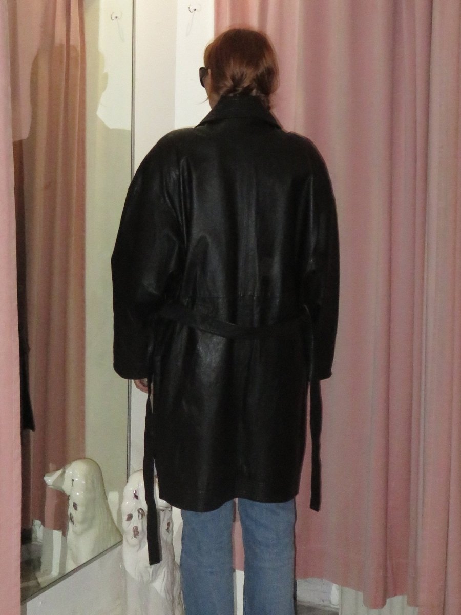 Black leather long coat - WILDE