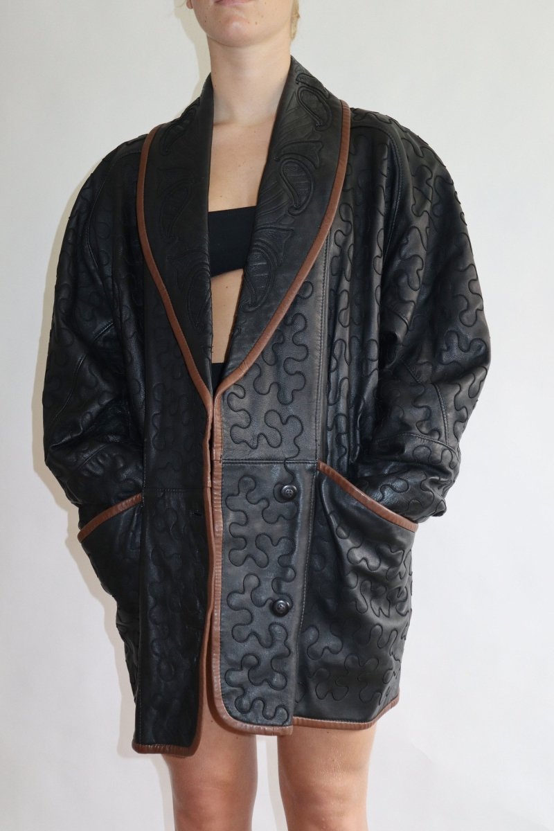 Black leather statement jacket - WILDE