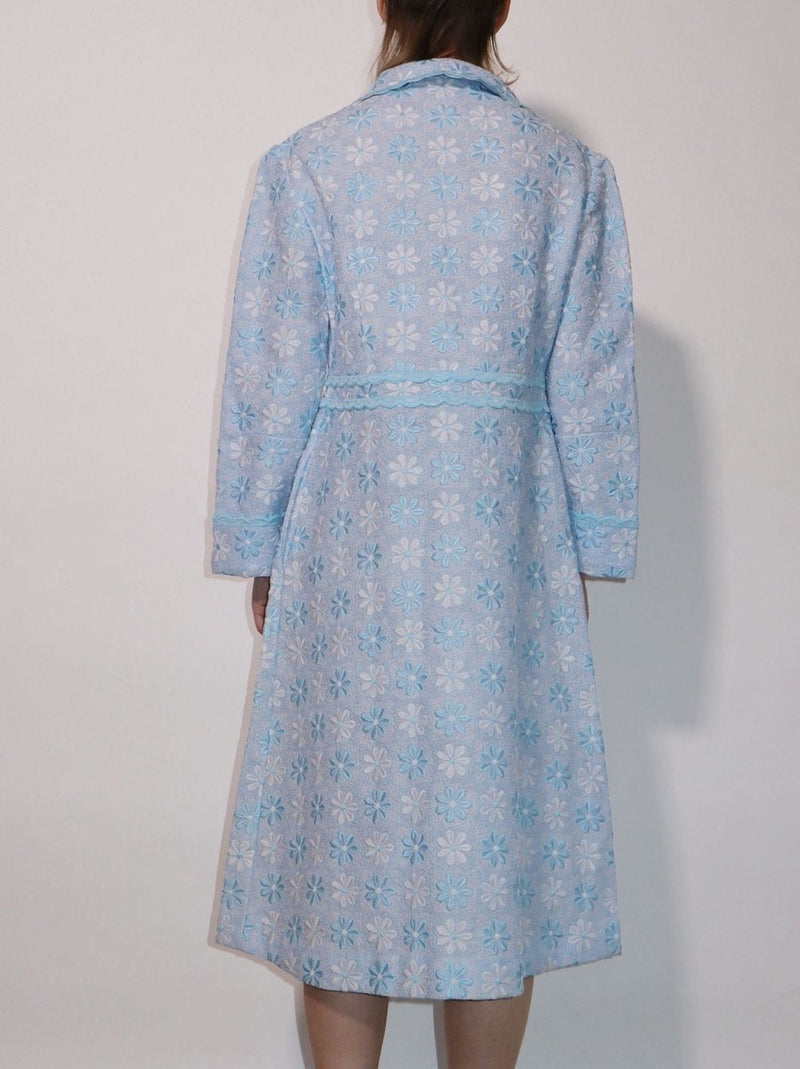 Blue embroidered floral robe dress - WILDE