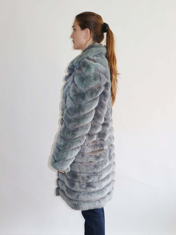 Blue gray fur coat - WILDE