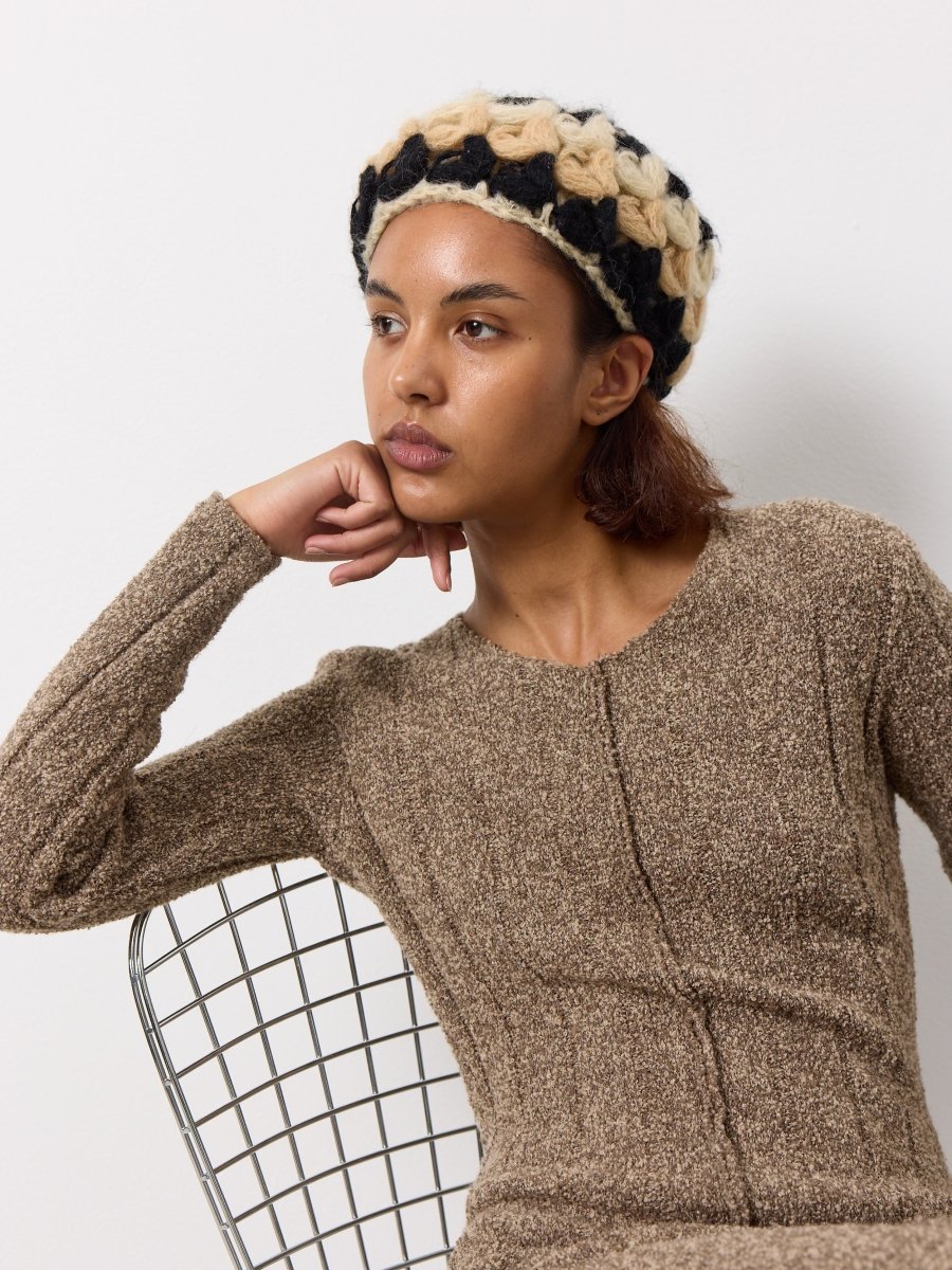 Brown knit minimalist dress - WILDE