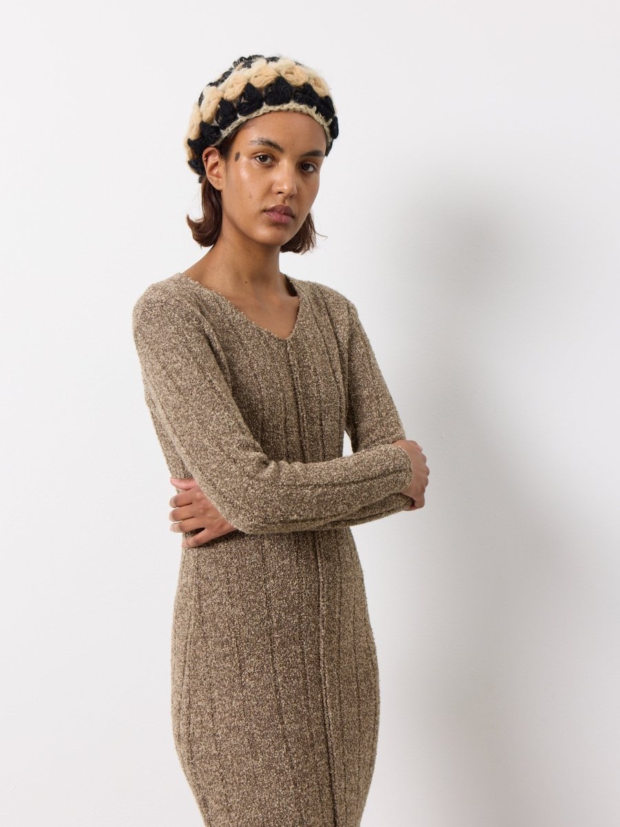 Brown knit minimalist dress - WILDE