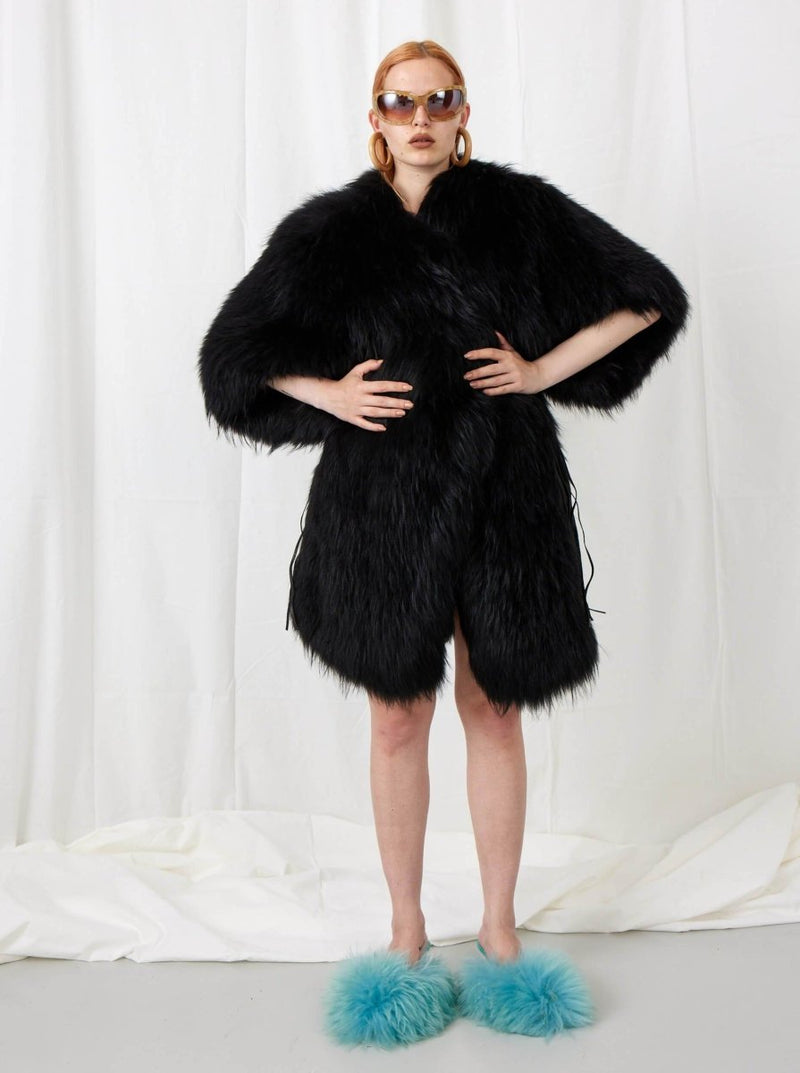 By Malene Birger Salon black fur coat - WILDE