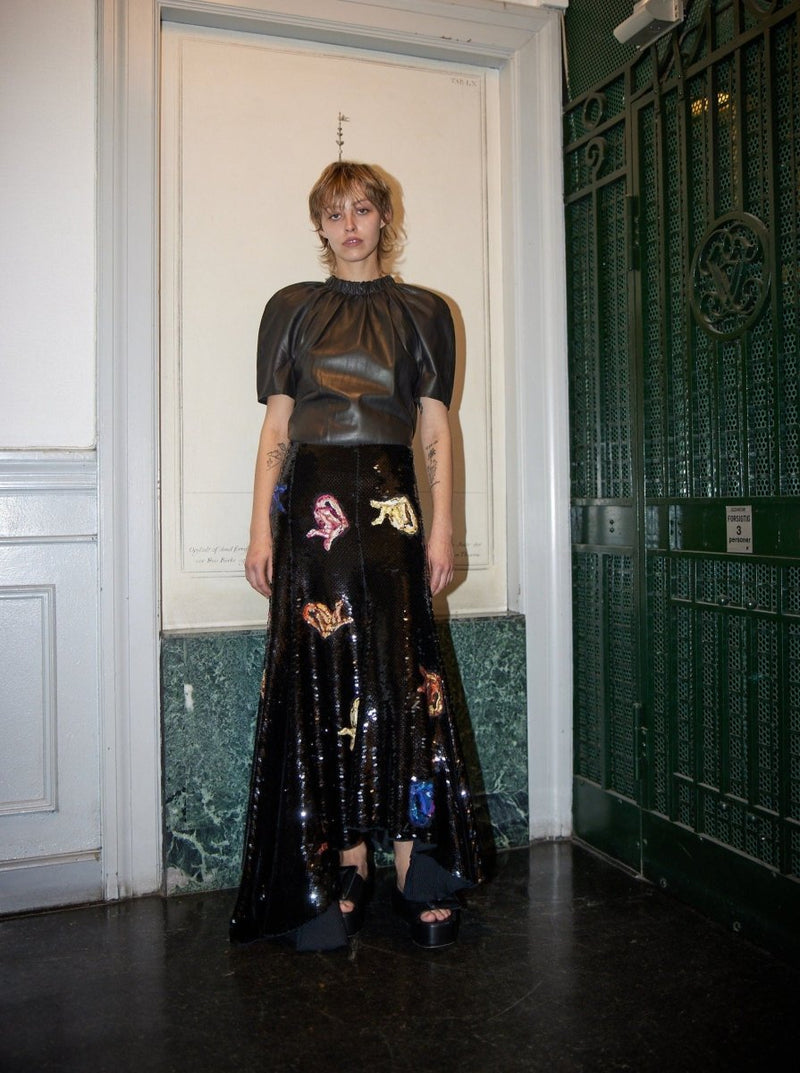By Malene Birger Salon black seashell sequin skirt - WILDE