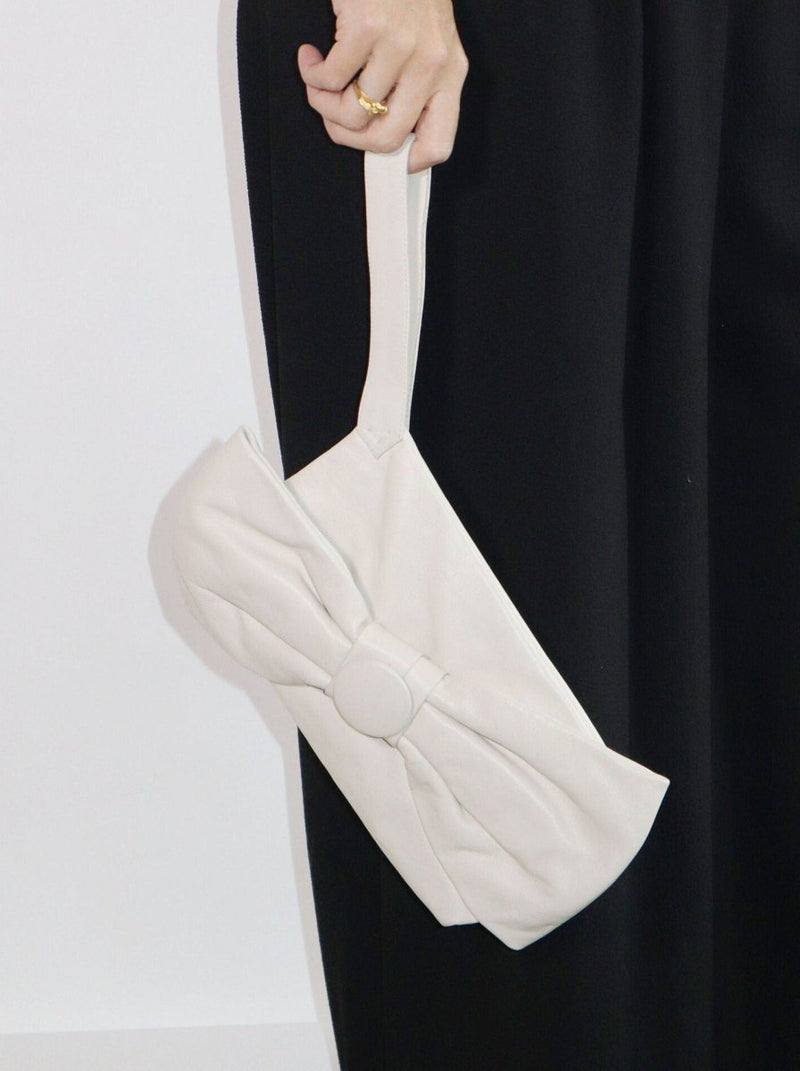 By Malene Birger Salon white bow leather clutch purse - WILDE