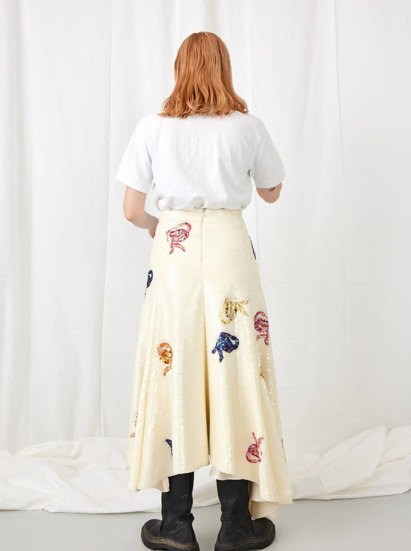 By Malene Birger Salon white seashell sequin skirt - WILDE