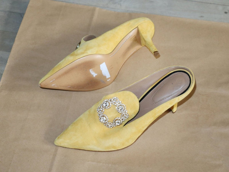 By Malene Birger yellow suede diamante heels - WILDE