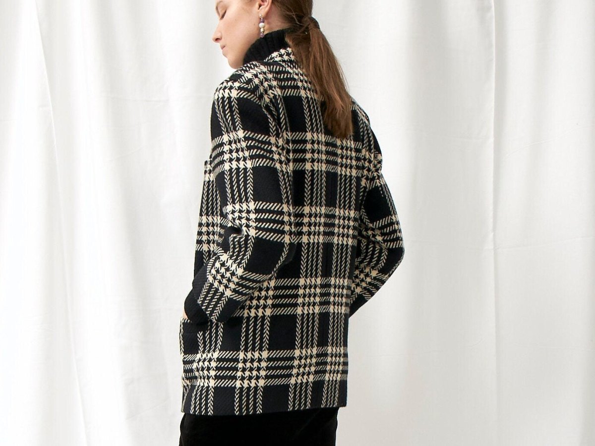 Courrèges black plaid wool coat - WILDE