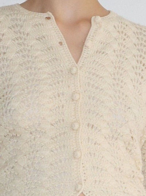 Cream hand knit cardigan - WILDE