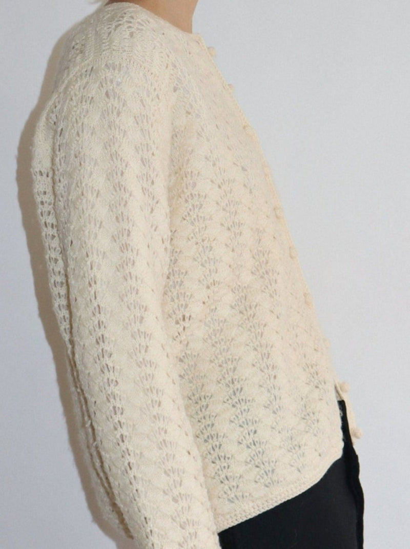 Cream hand knit cardigan - WILDE