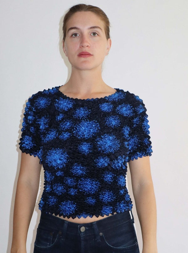 Electric blue and black popcorn top - WILDE