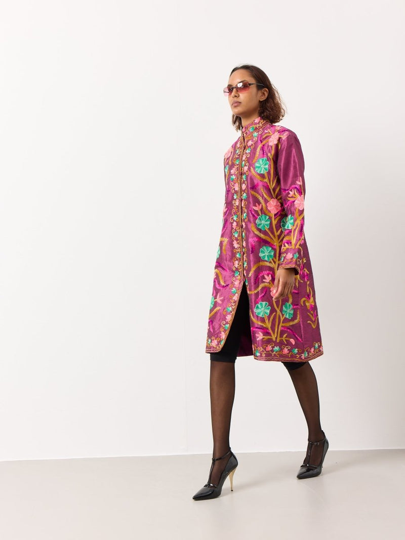 Embroidered silk floral jacket - WILDE