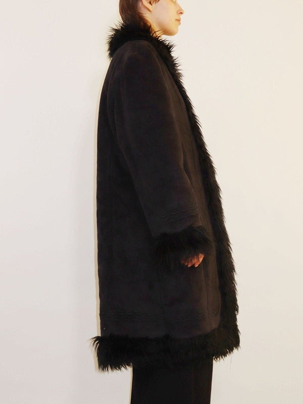 Faux fur shearling embroidered coat - WILDE