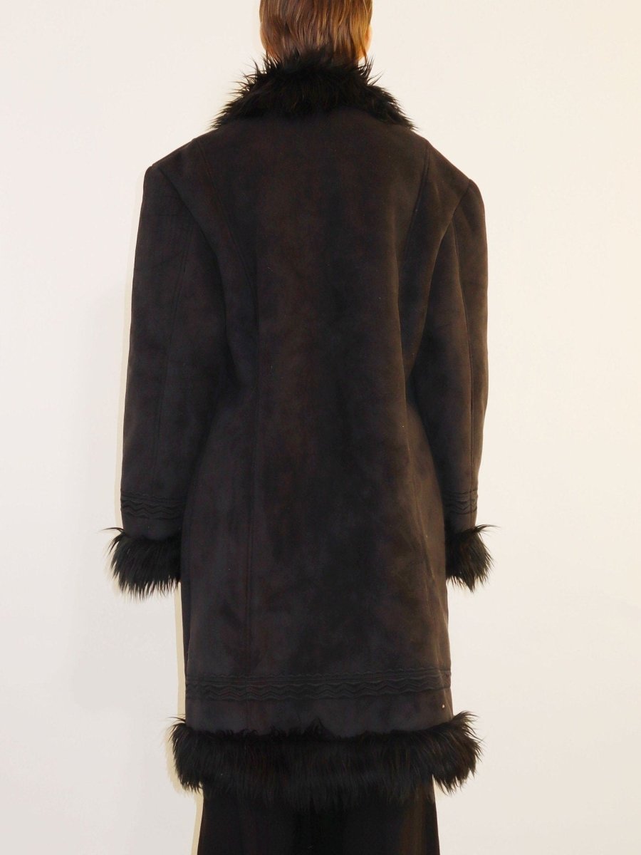 Faux fur shearling embroidered coat - WILDE