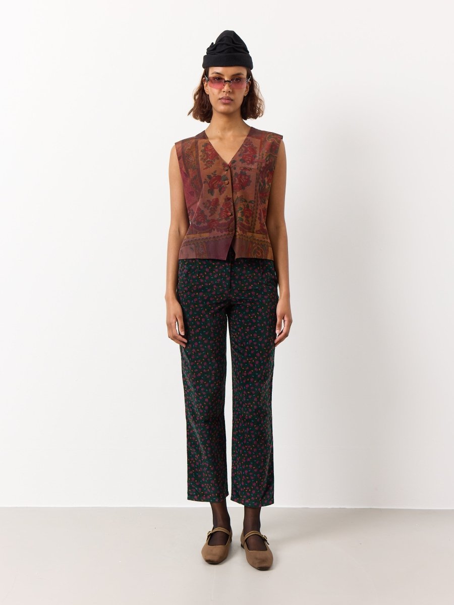 Floral print corduroy trousers - WILDE