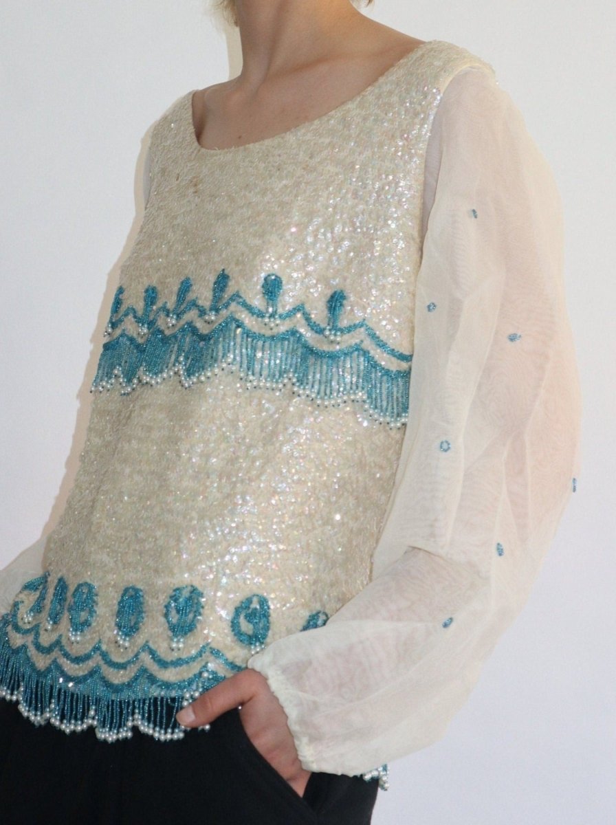 Floral sequin bead blouse - WILDE