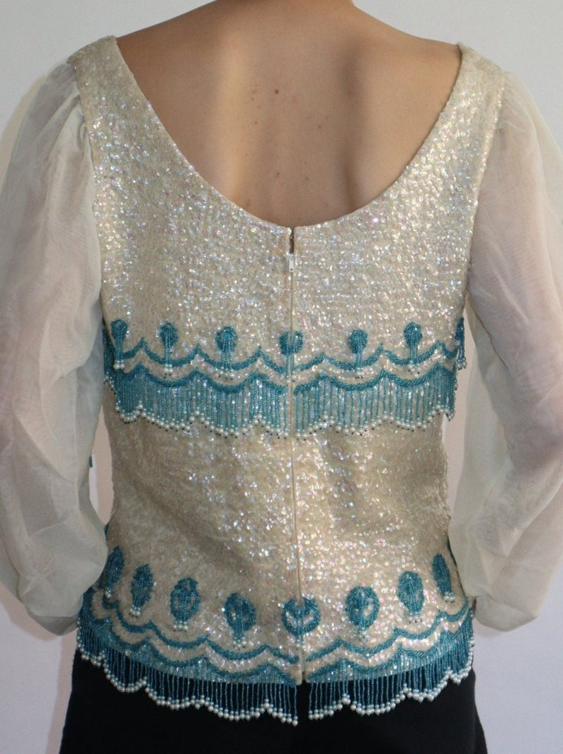 Floral sequin bead blouse - WILDE