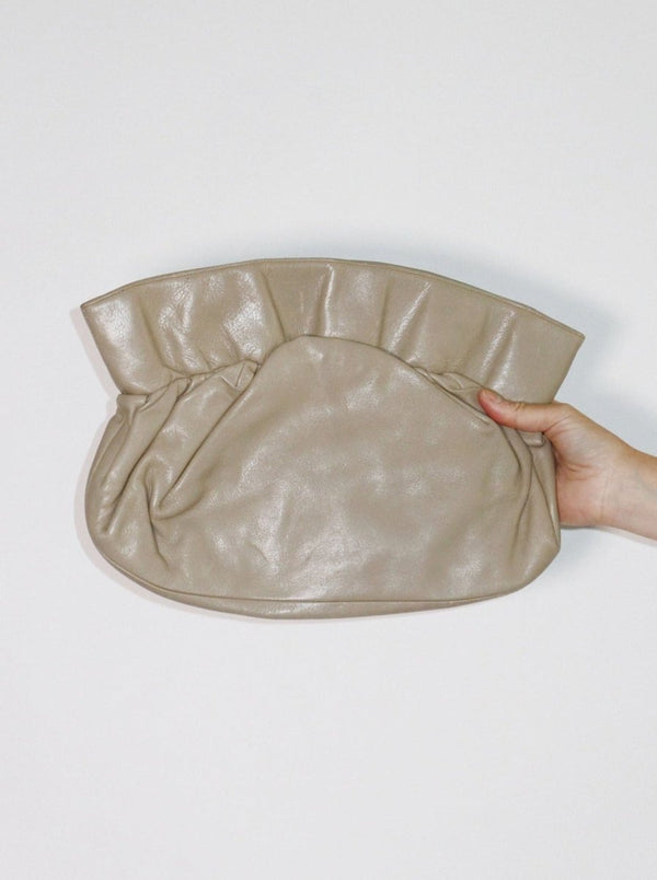 Gray leather clutch - WILDE